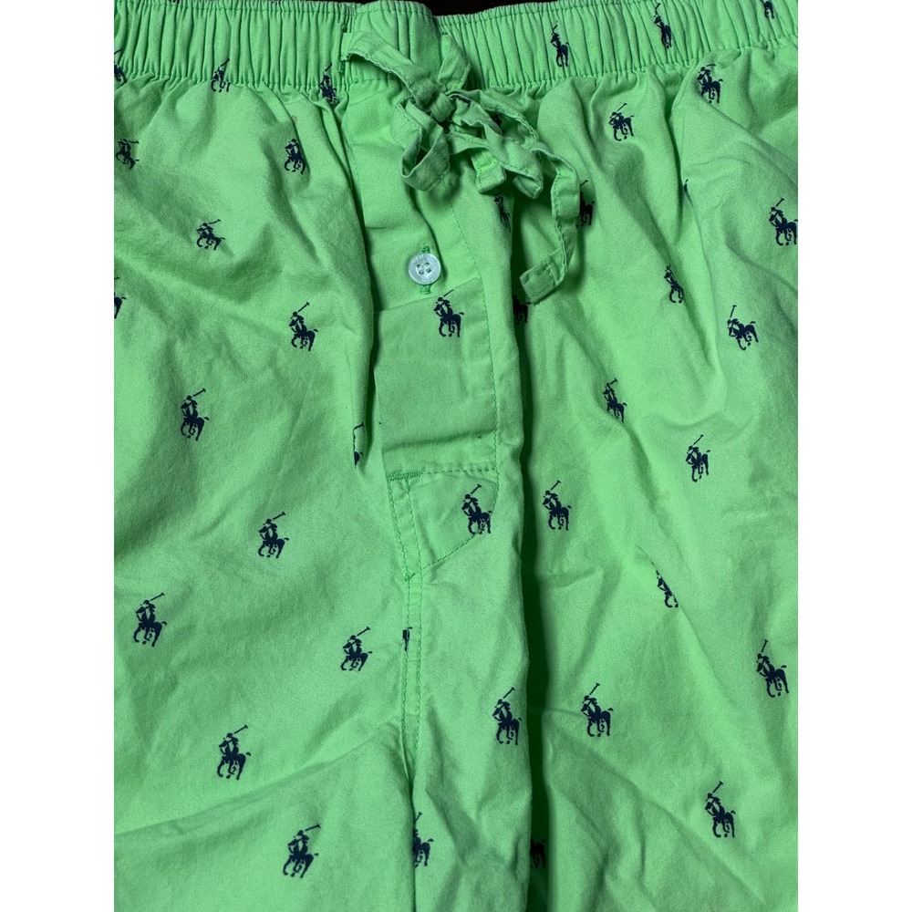 Polo Ralph Lauren Mens Lime Green Navy Pony Logo Cotton Sleep Pajama Shorts M - Picture 7 of 12